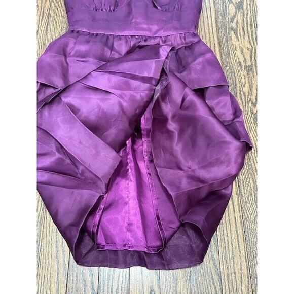 J. Crew Cocktail Silk Dress Strapless Tiered Ruffle Knee Length Purple 2 NEW - Picture 2 of 9